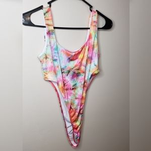 Tie dye High cut bodysuit